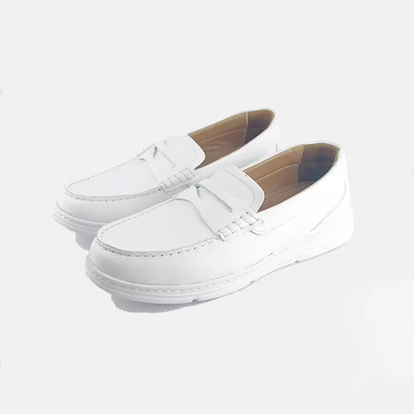 Mocassin confort SM124 blanc cuir..........   miniature